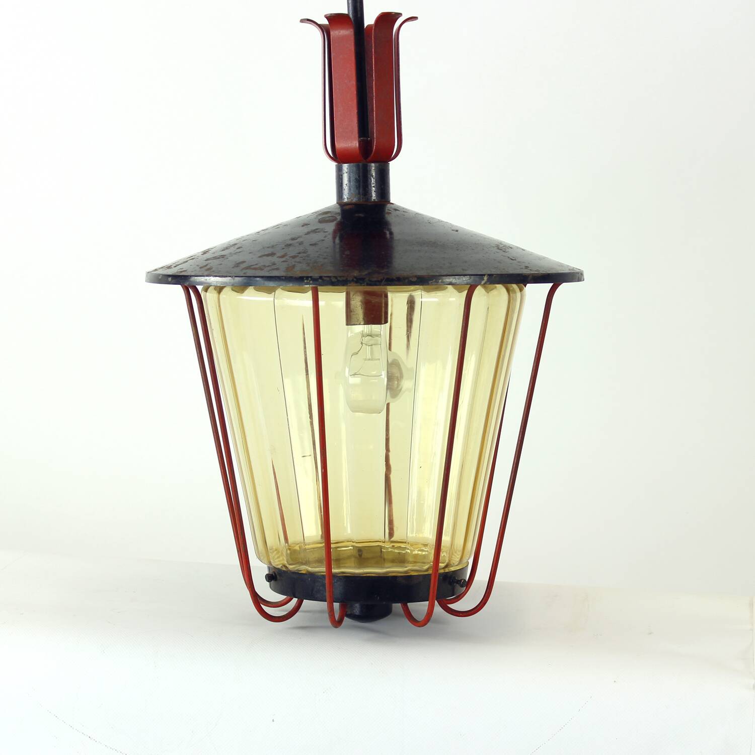 Vintage Ceiling Pendant Railway Light, Czechoslovakia 1940s