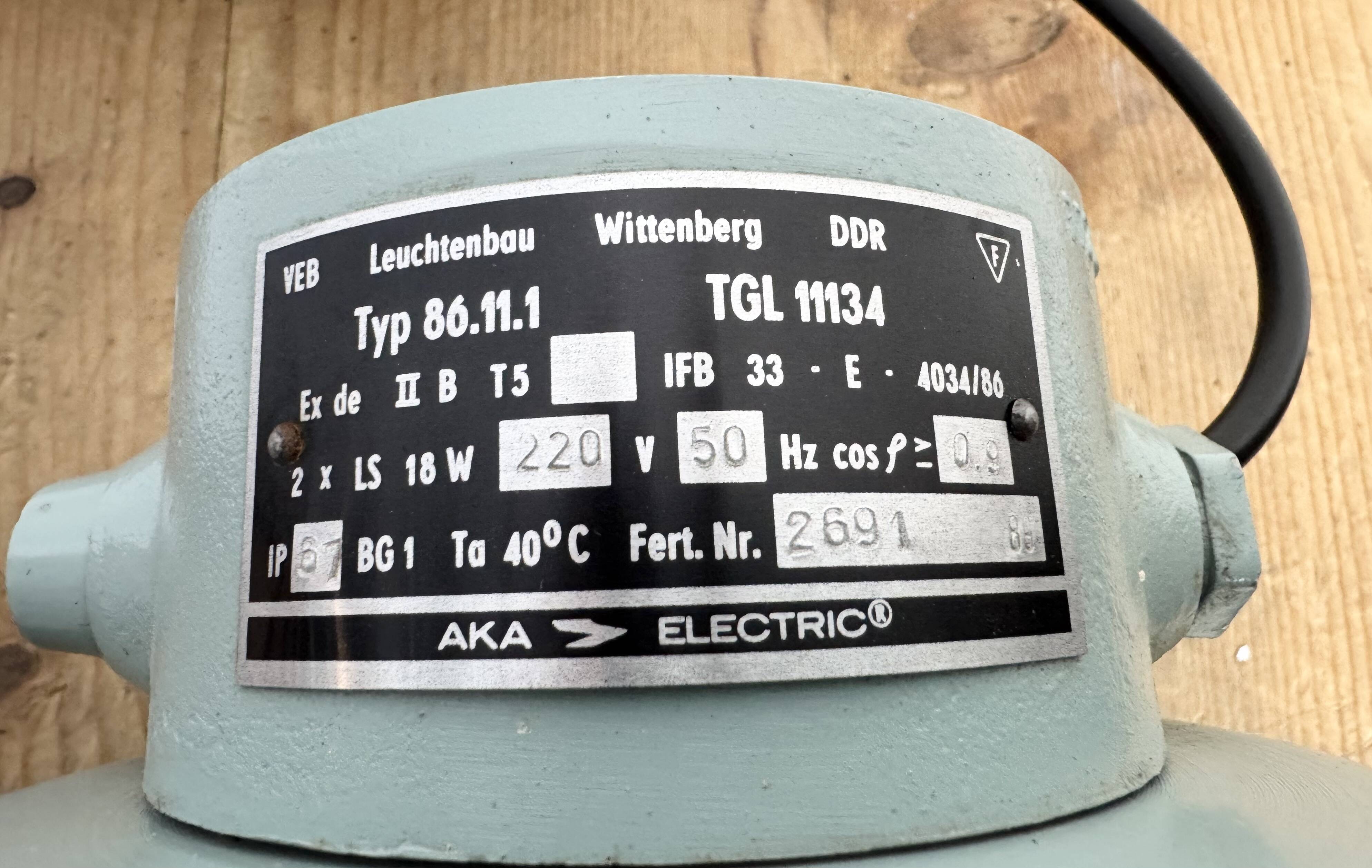 Industrial East German Fluorescent Tube Light From Leuchtenbau Wittenberg, 1980s