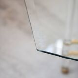 Hexagonal glass table by Sandro Petti, for Angolometallarte, 1970