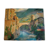 View of a village in the Pyrenees by Louis Courtin 1812-1841