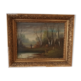 Painting under wood XIX th