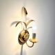 Gold leaf metal flower wall sconce, 1970s-1980s, Hollywood Regency Masca