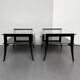 Paire de tables de chevet, consoles de chevet, laque noire avec plateaux en verre, Italie, années 1970