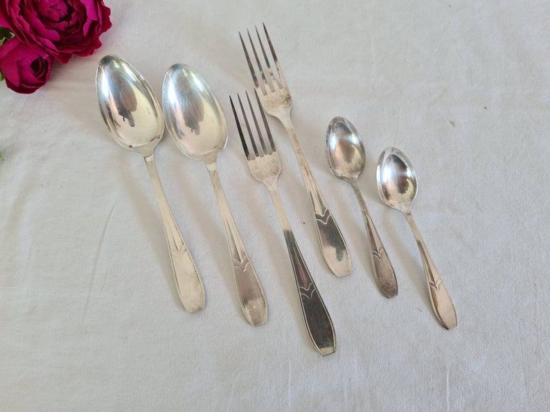 Housewife old cutlery in silver metal X12 people