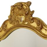 Gold Leaf Gilded Deknudt Crested Mirror Facet Hollywood Regency