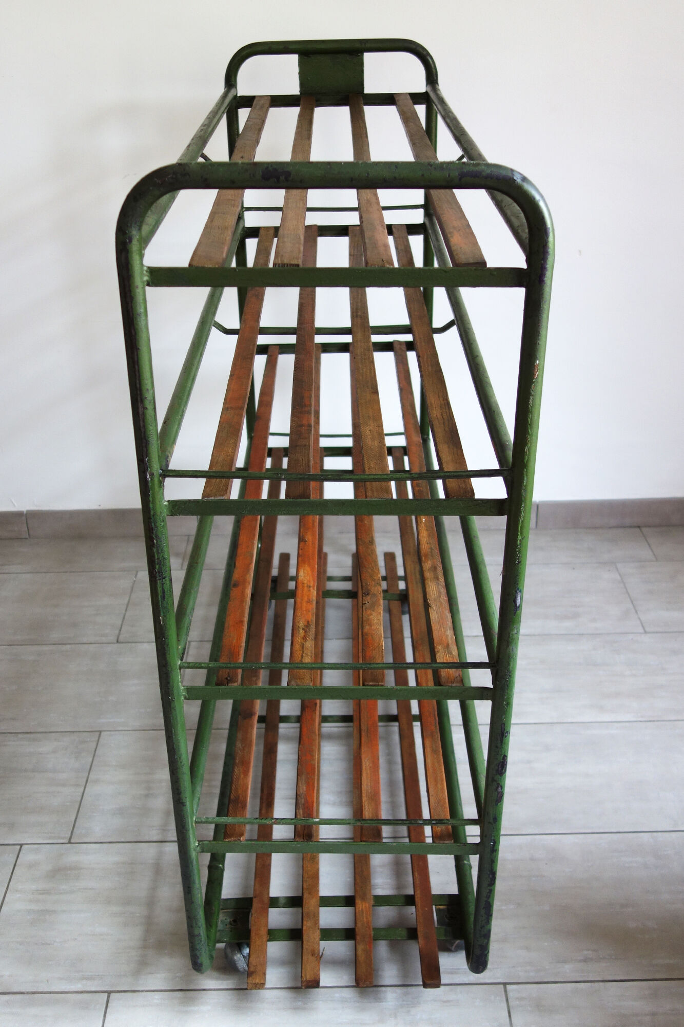 Industrial floor, vintage wheeled