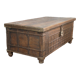 Indian low chest, coffee table in natural teak and metal, unique piece