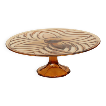 Orange Amber Art Deco Cake Plate Pastry Dish Val Saint Lambert