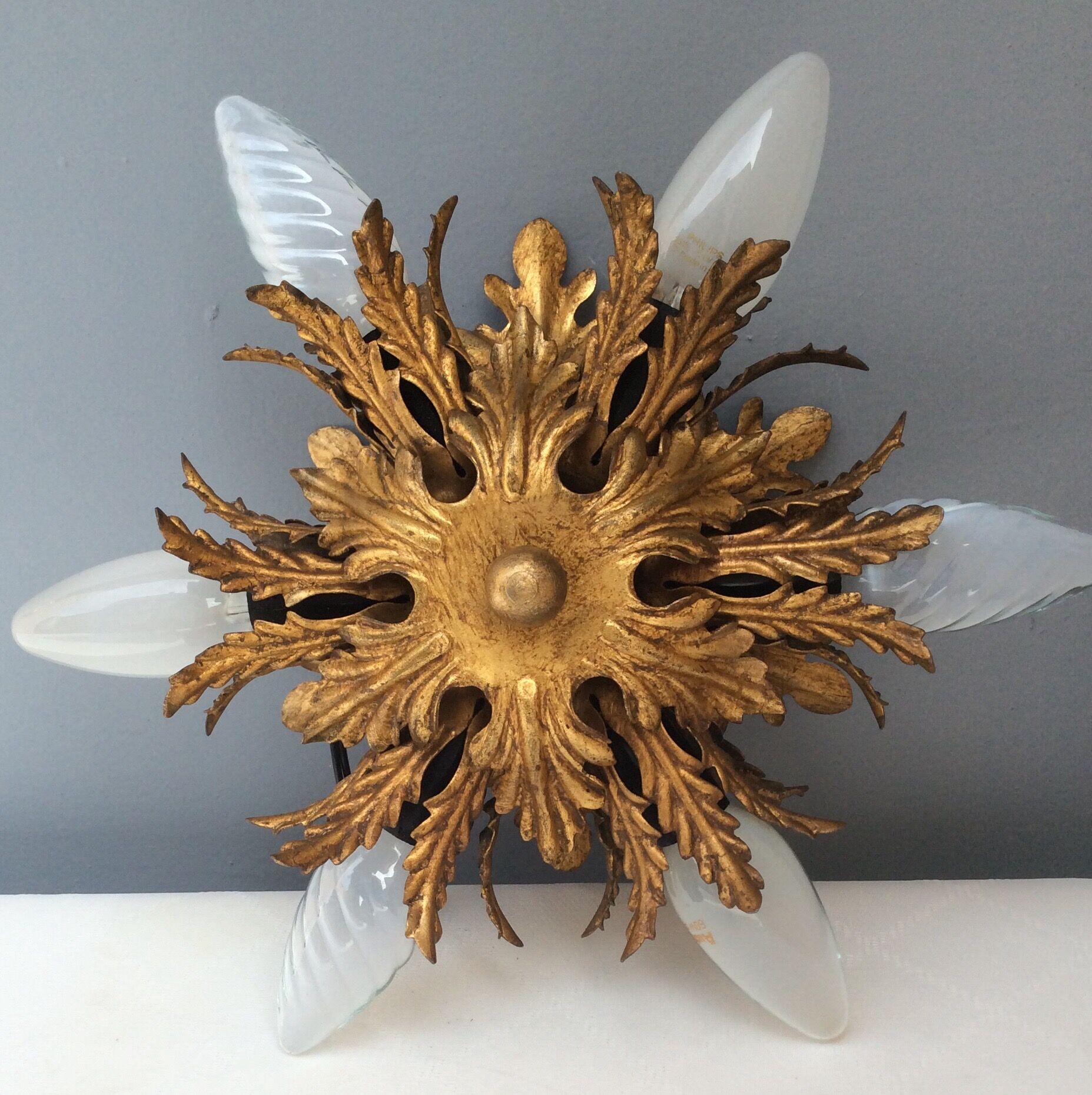 Gold metal leaf ceiling, 60s