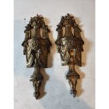 Pair of decorative bronze items from the 19th century.