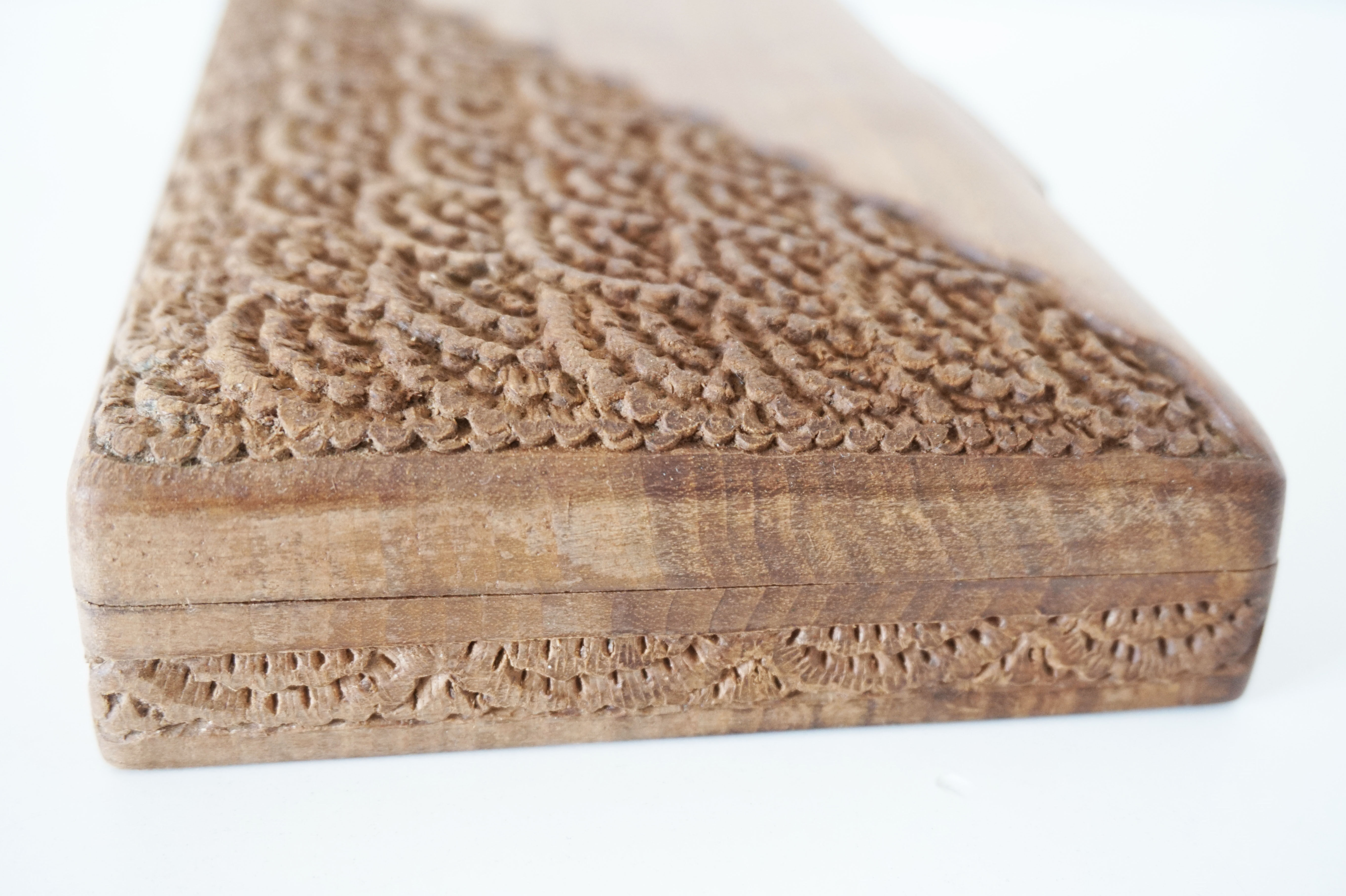 Antique chiseled wooden box