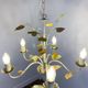 Vintage painted metal chandelier, foliage and flowers, 5 lights.