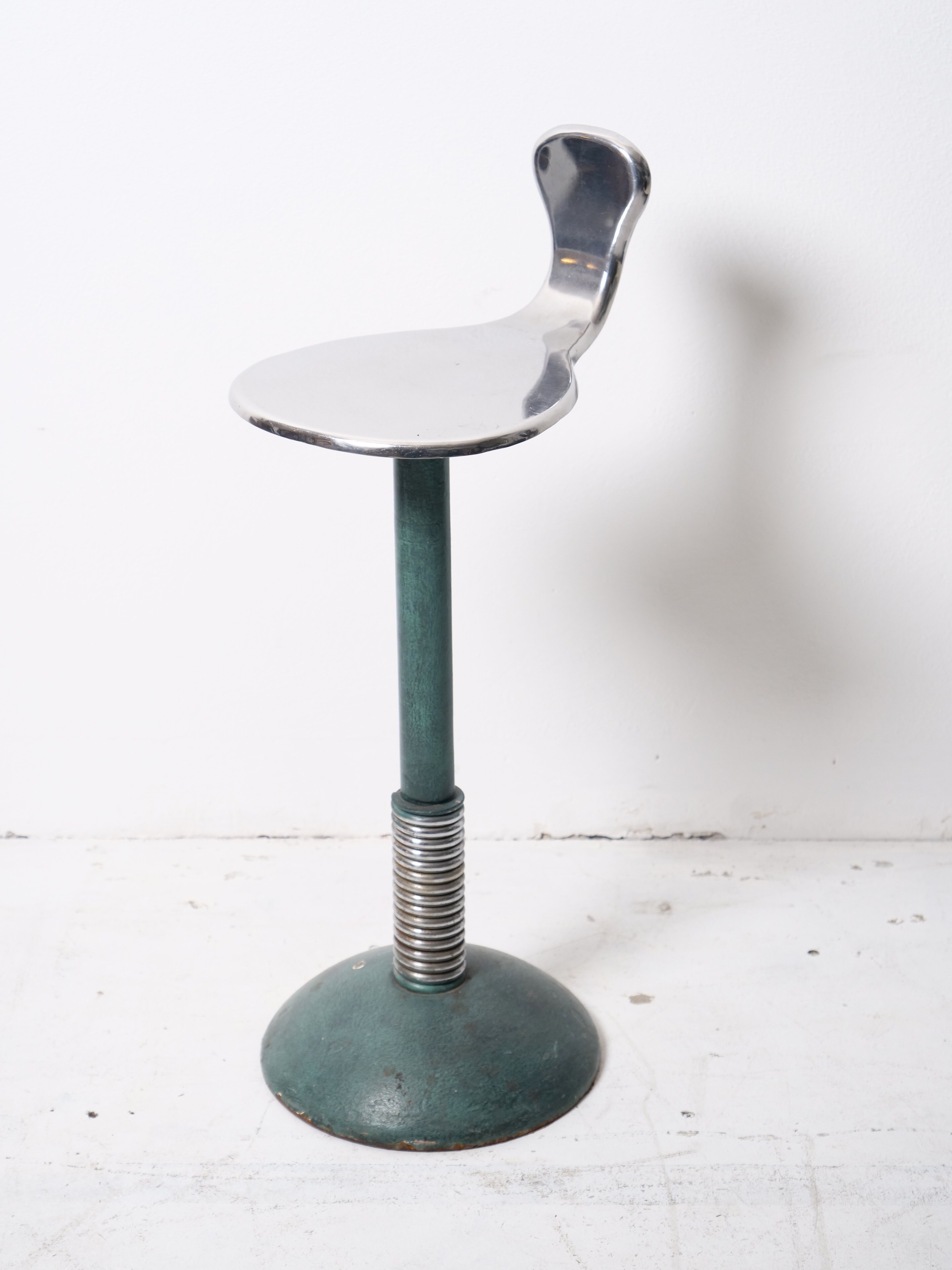 Active seated stool on vintage art deco spring