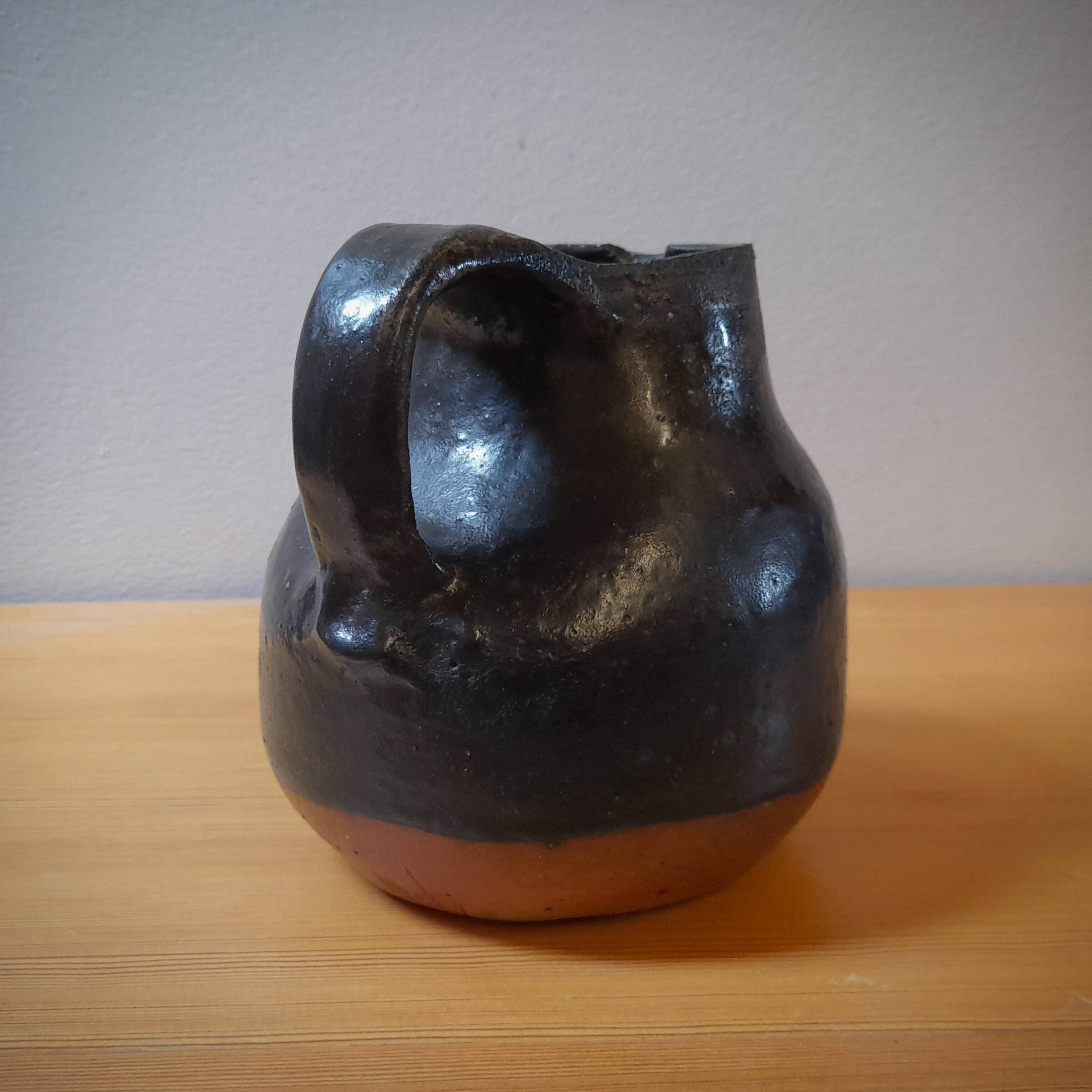 Yves Mohy, pyrite stoneware pitcher, La Borne, France, 1950s