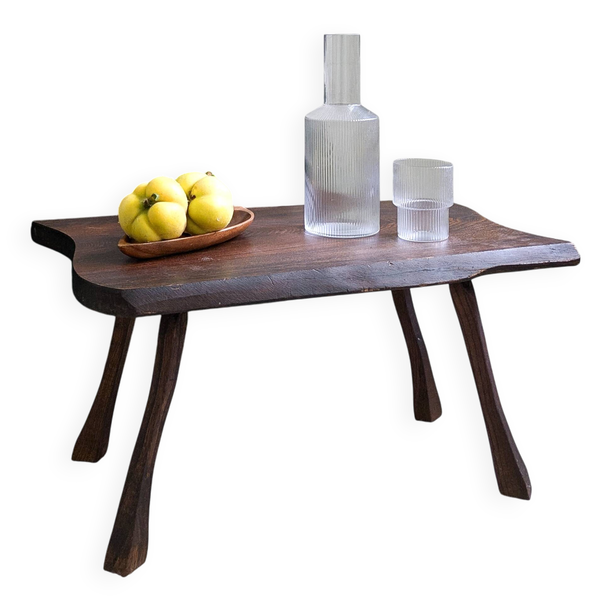 Mid Century Table d'appoint Tabouret de fleur Banc de fleur Tabouret Table basse en bois massif Brut