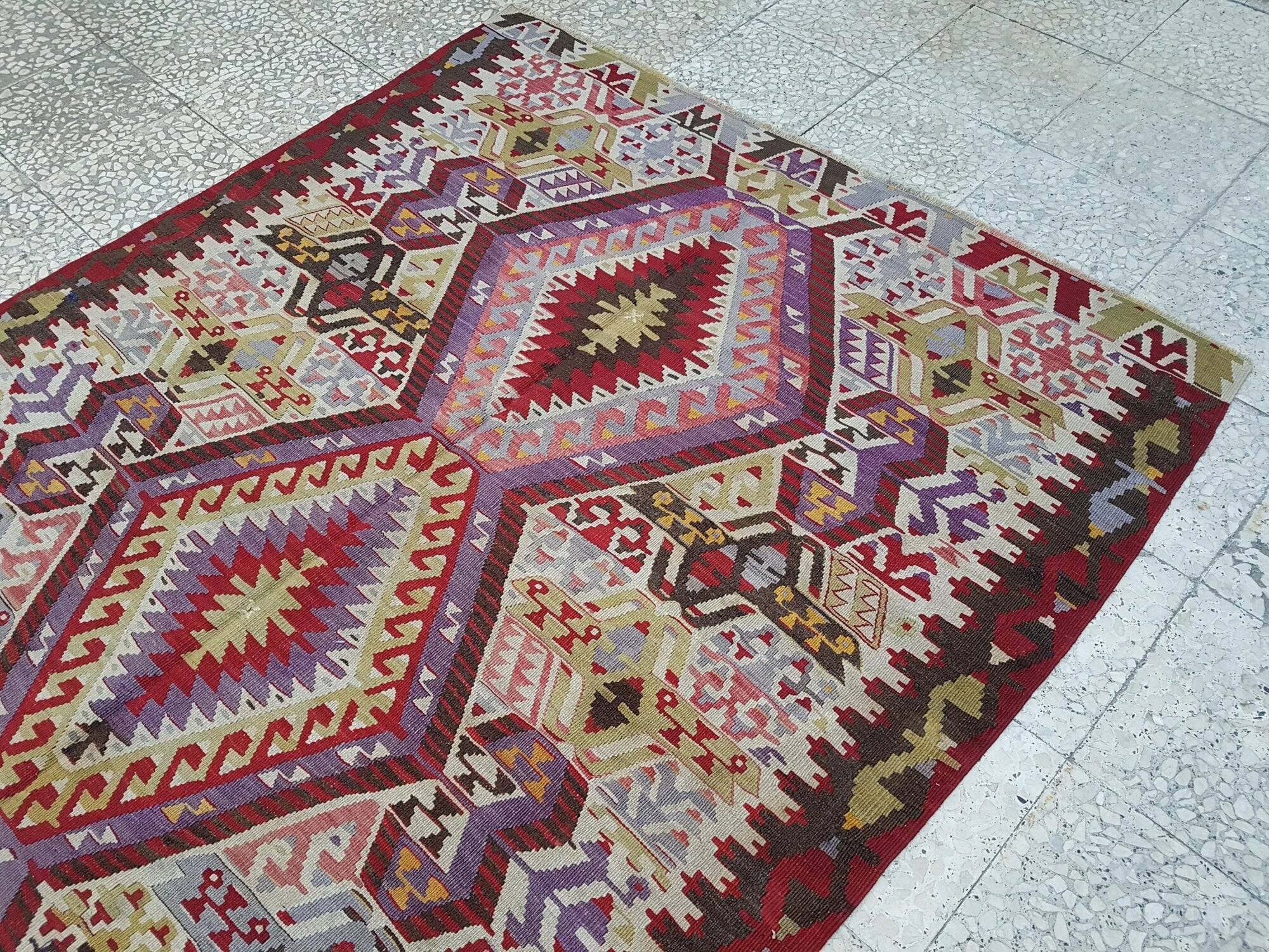 Vintage Turkish kilim, handwoven, 150x292 cm.
