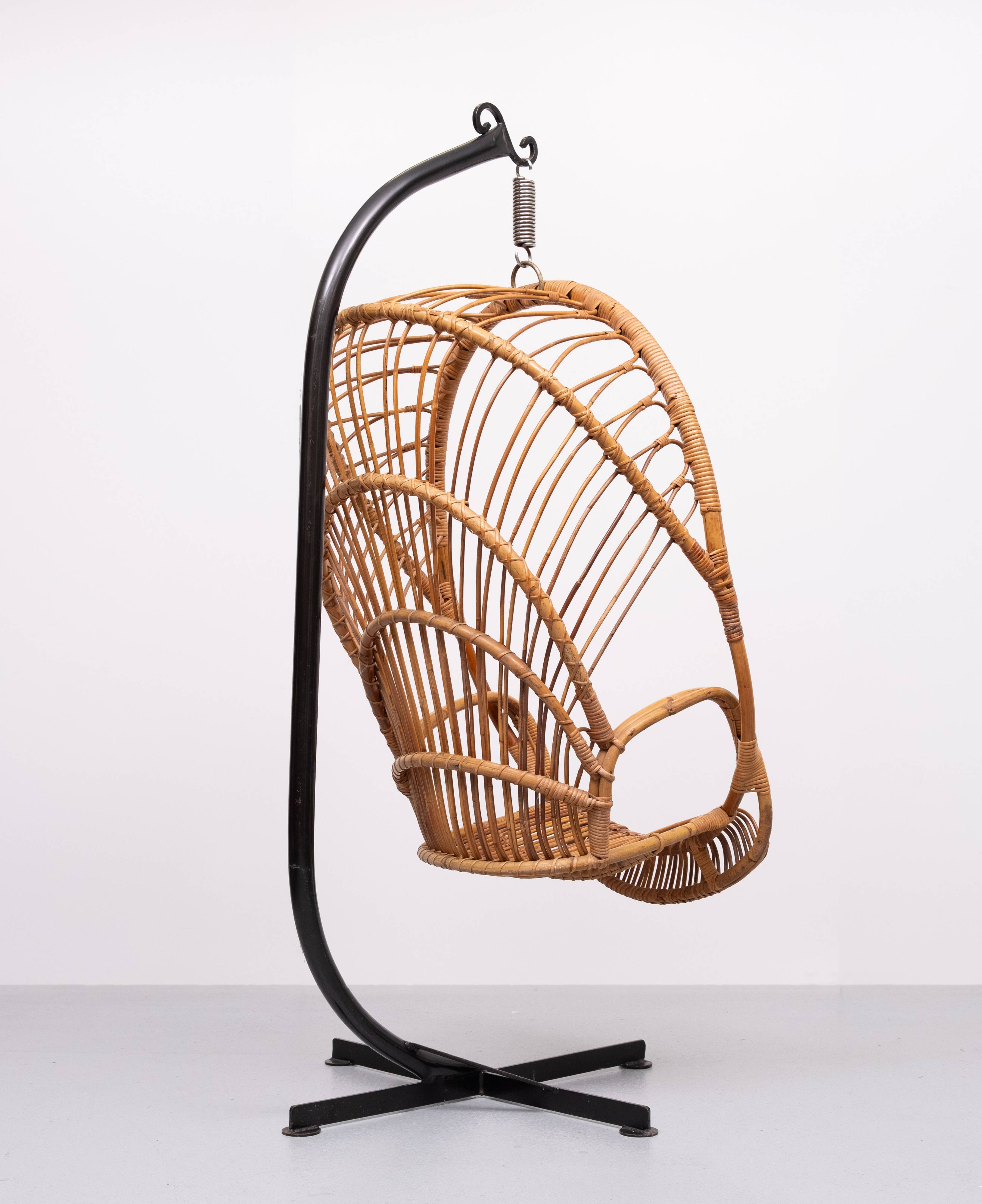 Rattan Hanging Chair by Rohe Noordwolde Holland 1960s