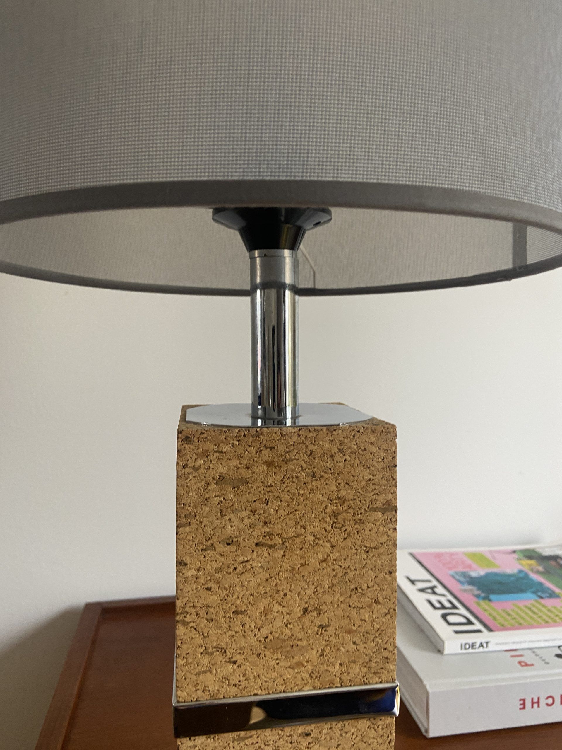Vintage cork and chrome foot lamp