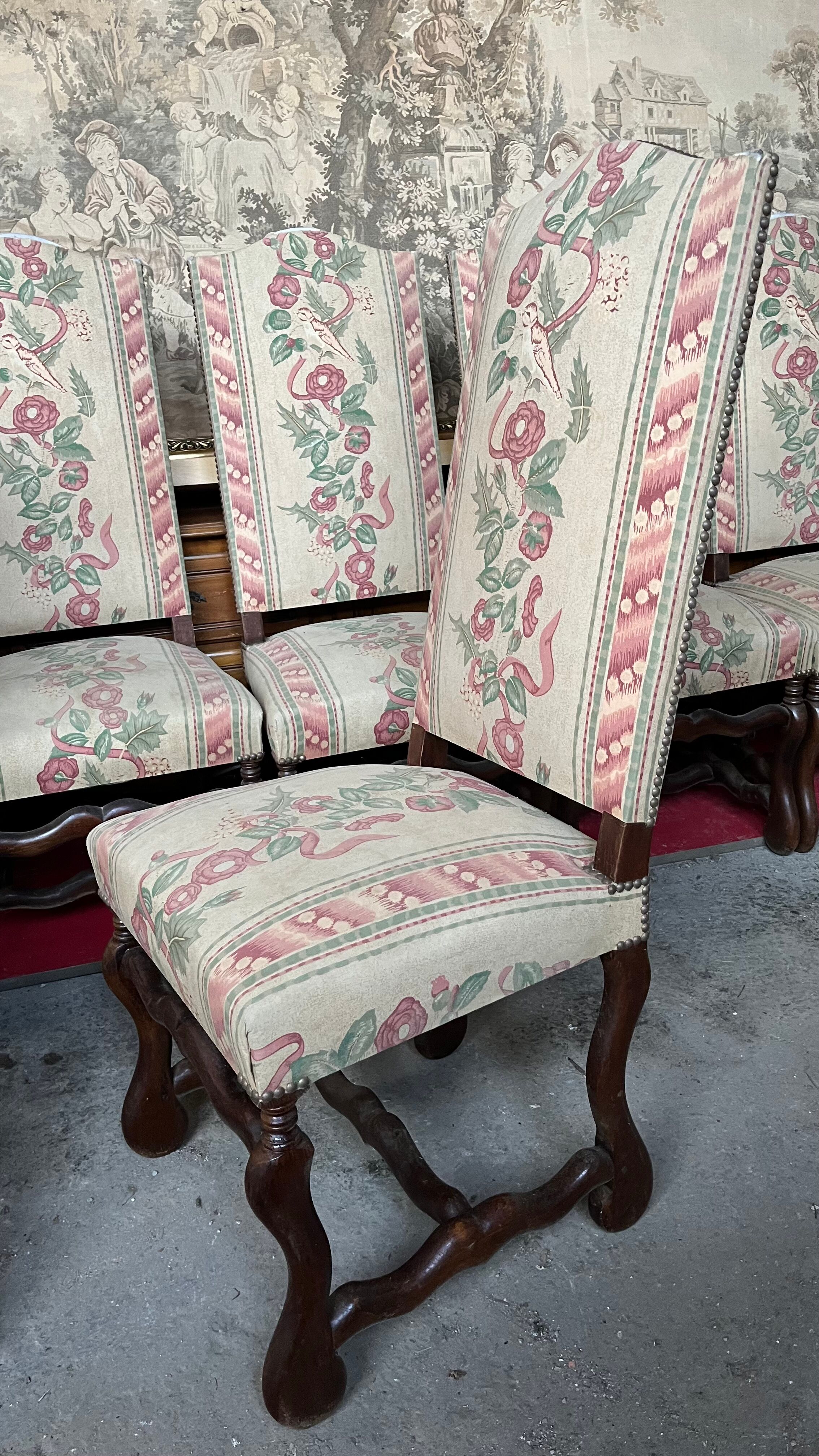 Suite 4 chairs Louis XIII style sheepbone