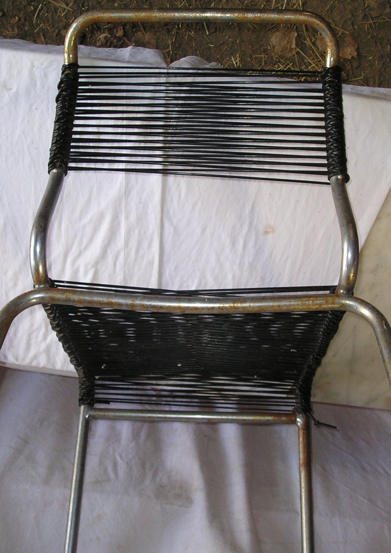 Chaise scoubidou métal chromé , vintage années 60