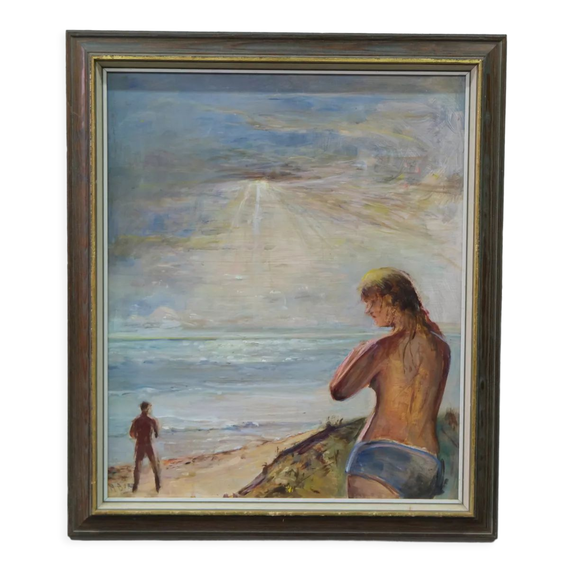 Modernist oil on panel, signed, framed, 1970