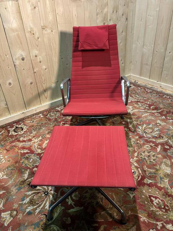 Fauteuil et ottoman Bauhaus de Charles Eames en aluminium