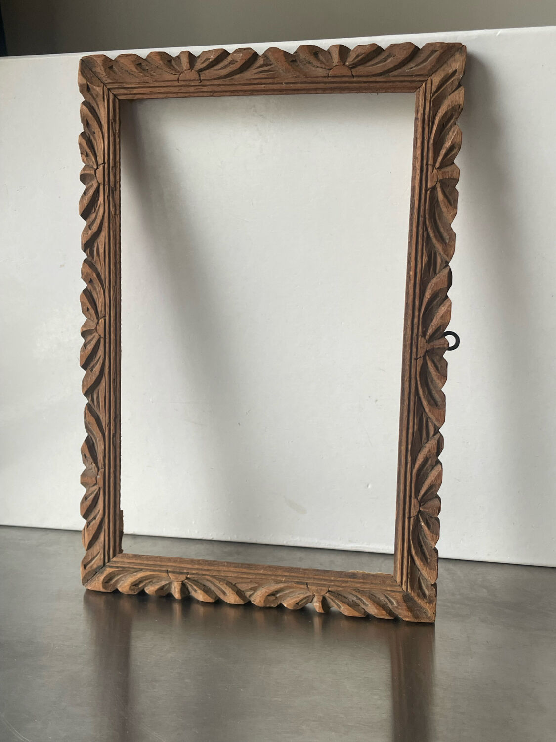 Handcarved frame solid wood 32 cm x 22  cm opening measurements 27 cm x 17 cm