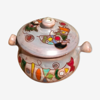 Pot avec couvercle céramique Vallauris signée Marie Christine Treinem Minimaliste Art Naif
