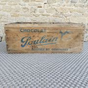 caisse de rangement en bois, chocolat Poulain