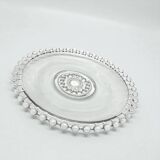 Plat Art Déco en verre moulé et perlé, 1900