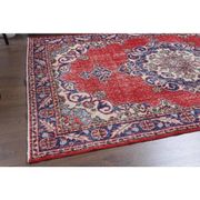 Vintage Turkish Oushak Handmade Wool Cotton Red Area Rug 124x209