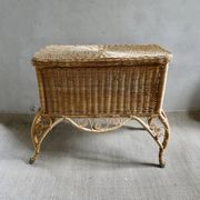 Wood and rattan bedside table, butterflies