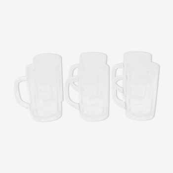 Lot 6 beer mugs in transparent glass 25 cl