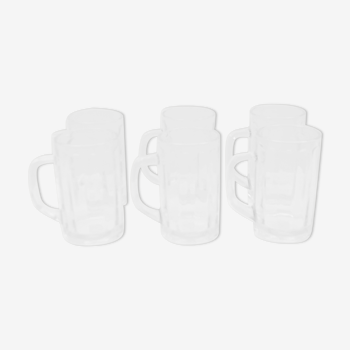 Lot 6 chopes à bière en verre transparent 25 cl