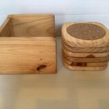 6 Scandinavian wood and cork coasters