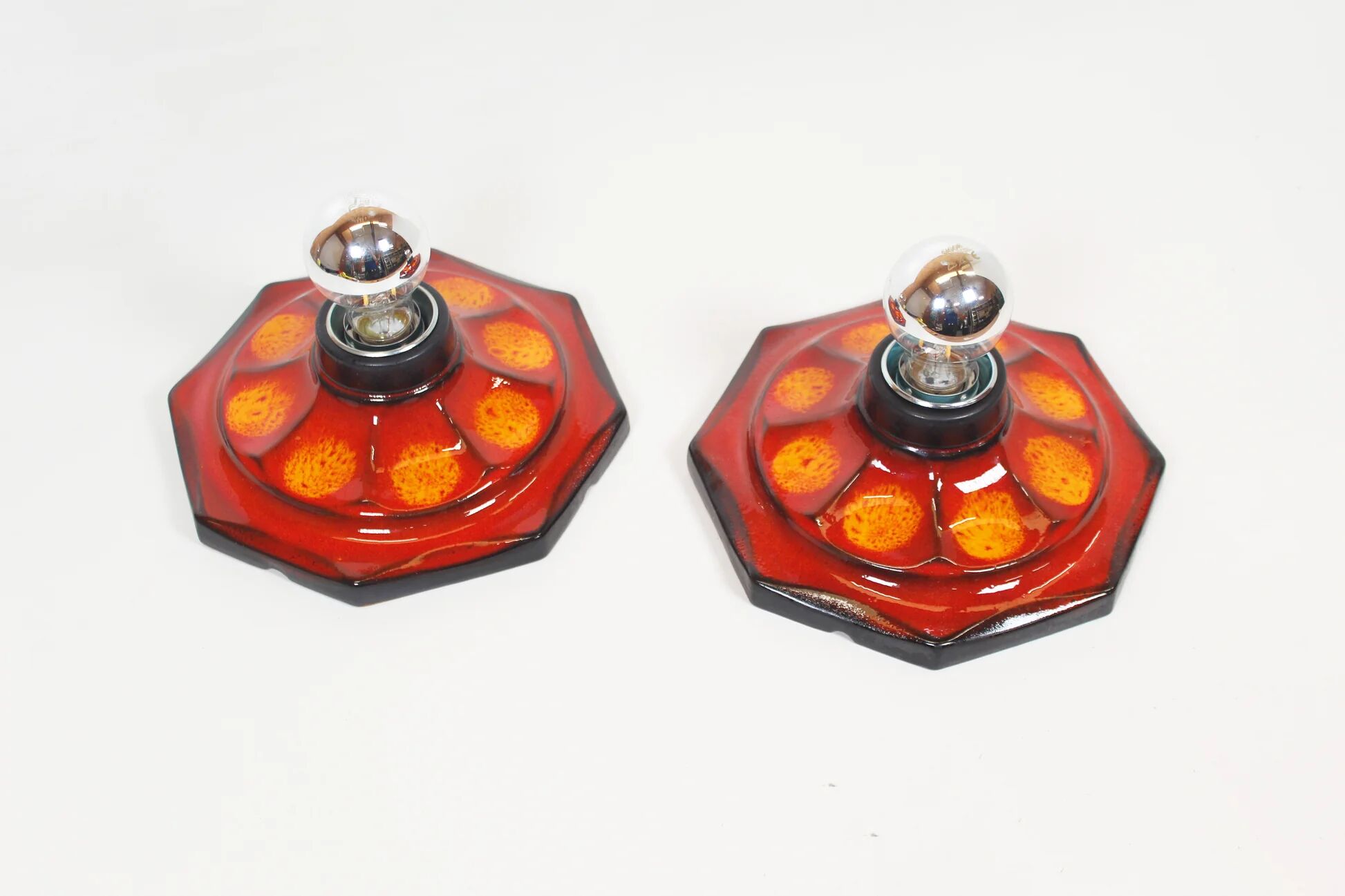 Pair of ceramic wall lamps by Hustadt Leuchten (2 pairs available)