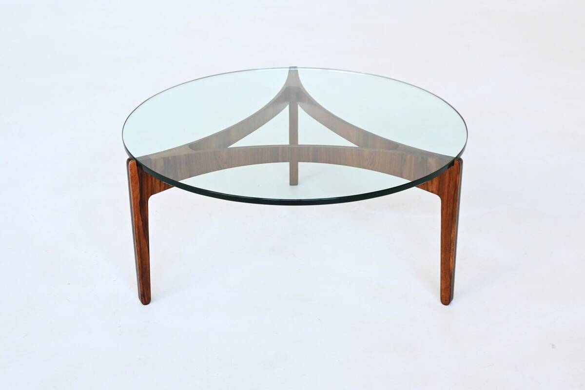 Sven Ellekaer sculptural coffee table rosewood Linneberg Denmark 1962