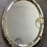 Vintage mirror in solid wood with brass and parcloses.