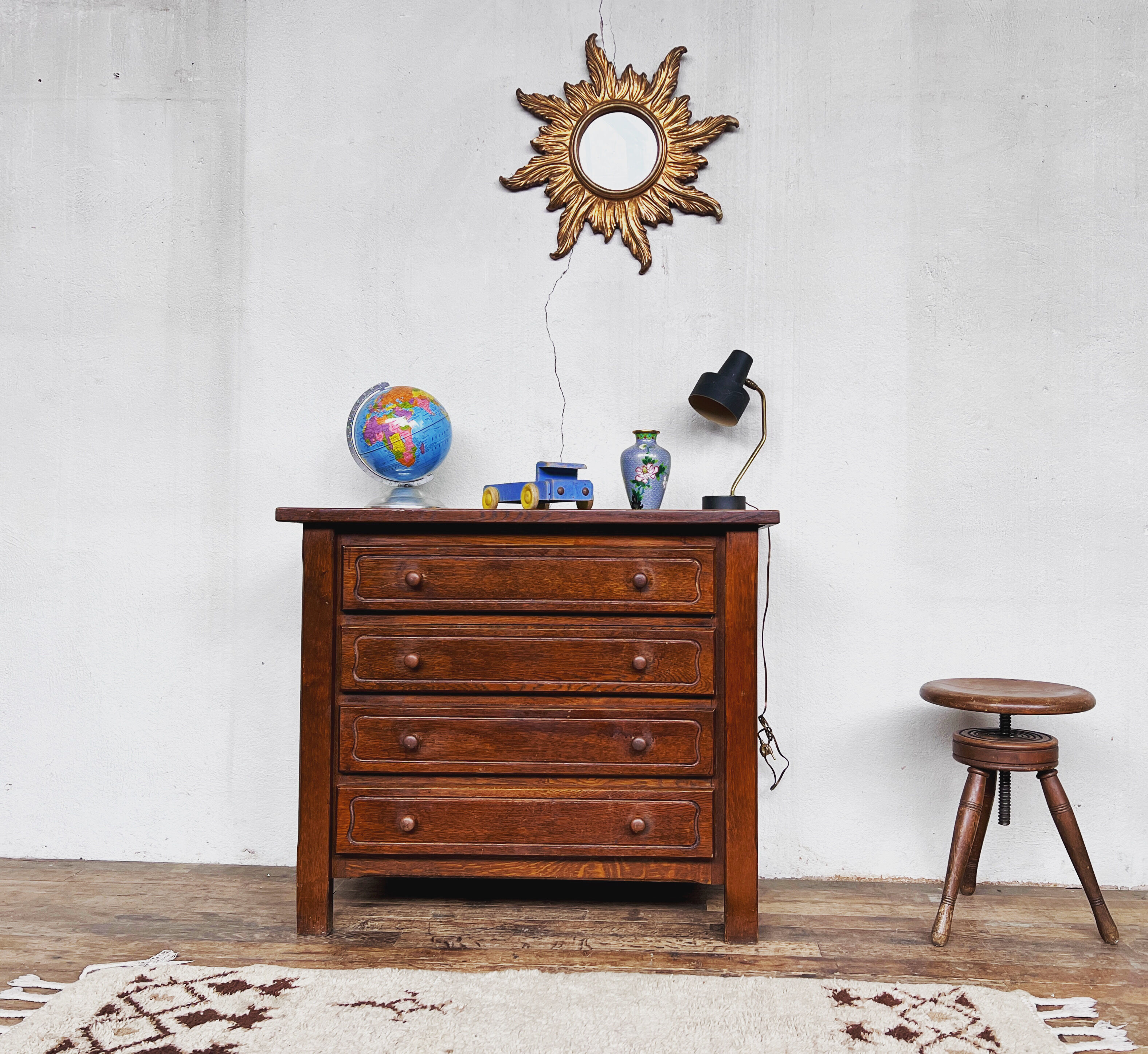 Vintage structured wood chest of drawers