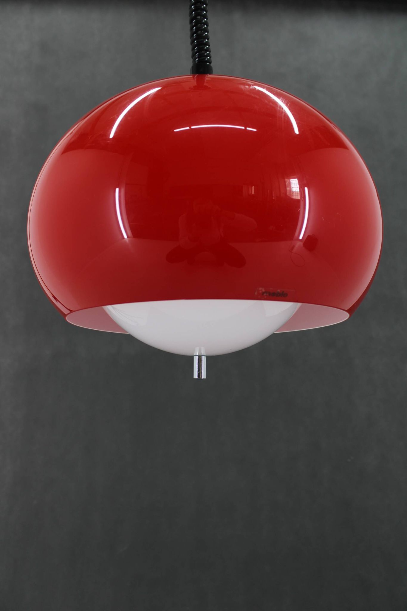 1970s Harvey Guzzini Red Pendant Light for Meblo, Italy
