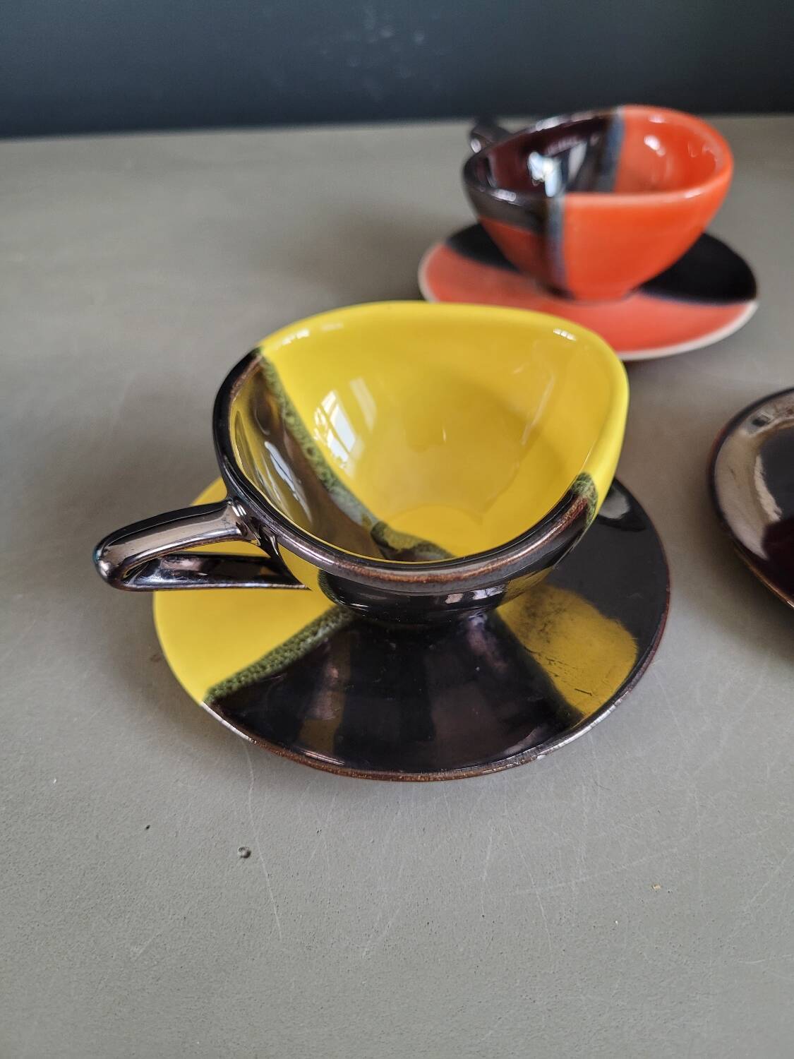 Set of 4 Vallauris coffee cups - Signed Luc Vallauris