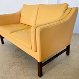 VINTAGE DANISH RETRO SKIPPER 2 PERSON SOFA IN BUTTERMILK LEATHER