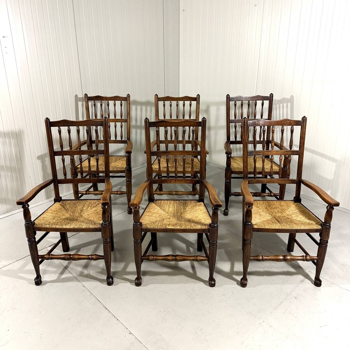 Lancashire spindleback dining arm chairs 1900's