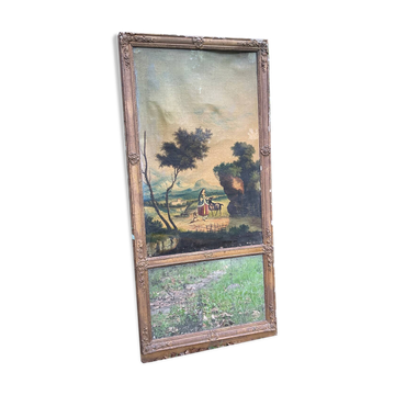 Mantelpiece mirror with bergère