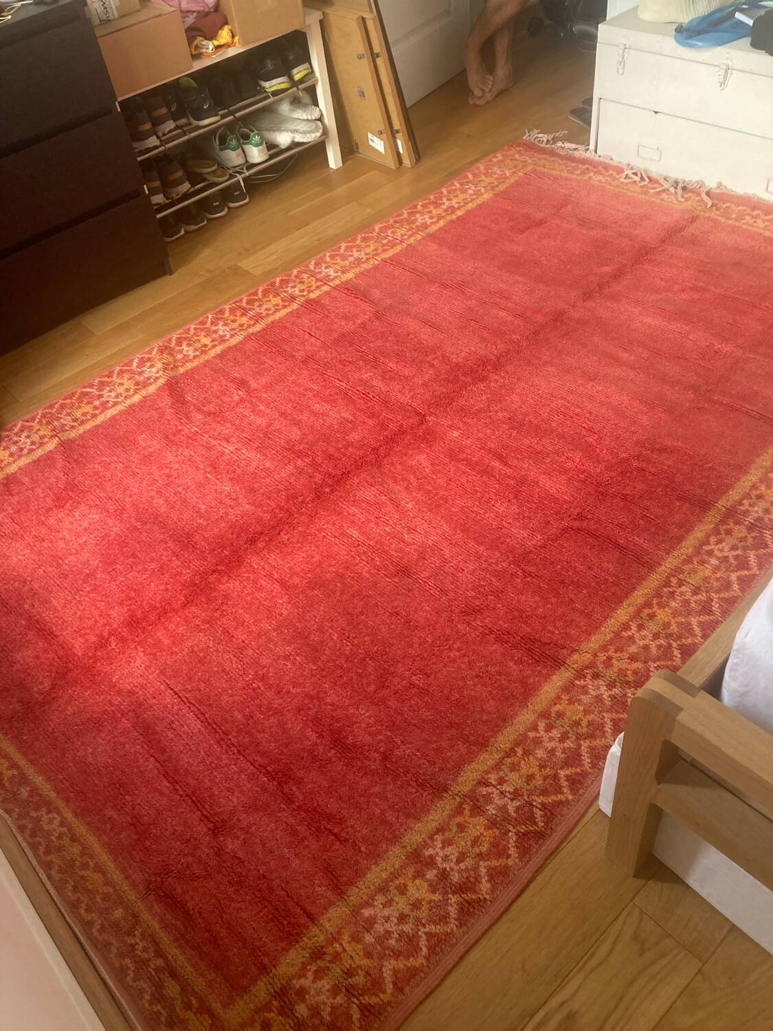 Tapis berbère rose et jaune Maroc