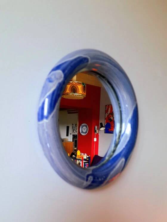 60s glazed ceramic mirror