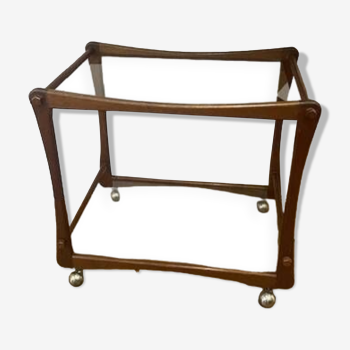 Scandinavian rolling trolley in solid mahogany from the 1950s
