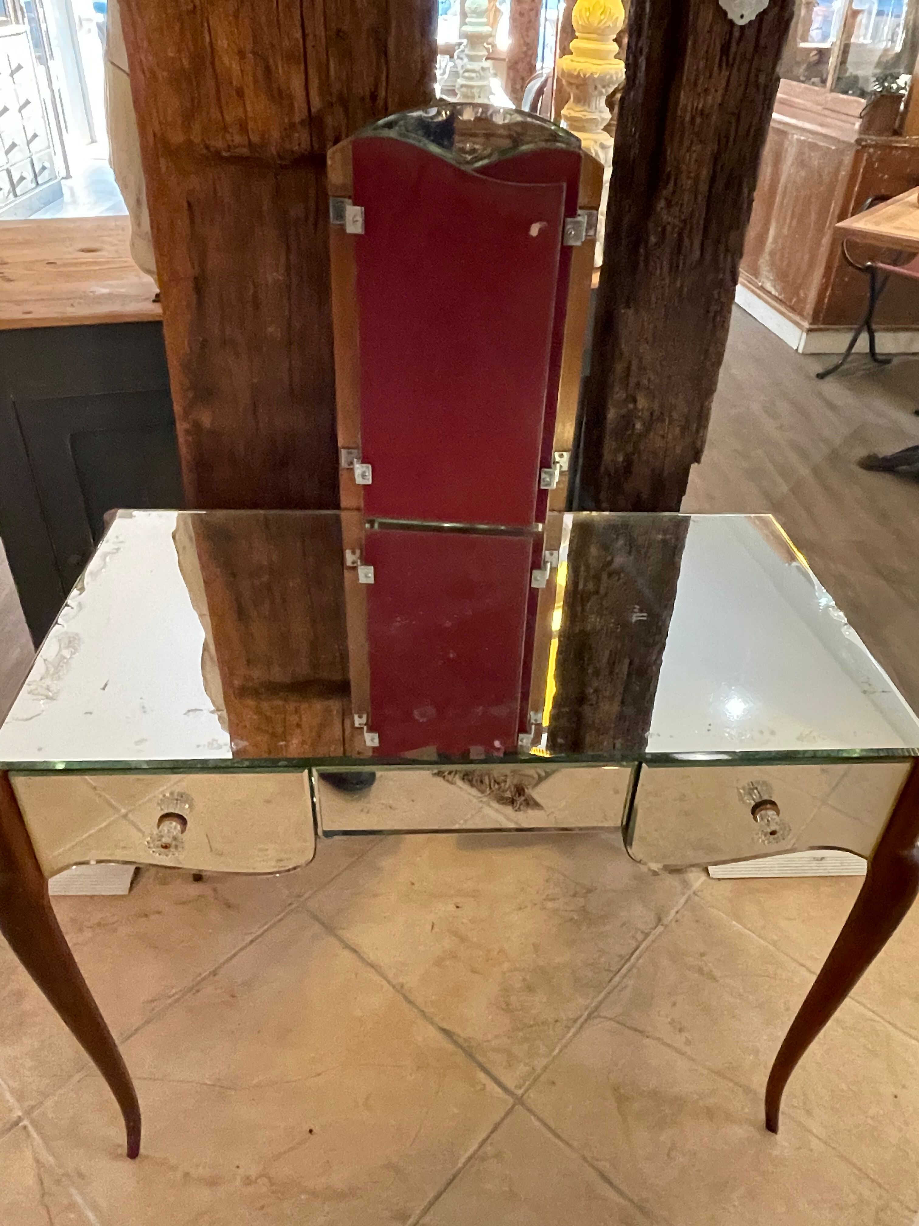 Glass-covered dressing table
