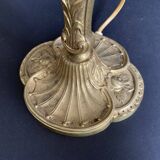Art Nouveau table lamp in gilded bronze and molded pressed glass globe