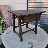Antique folk art oak table or bedside table